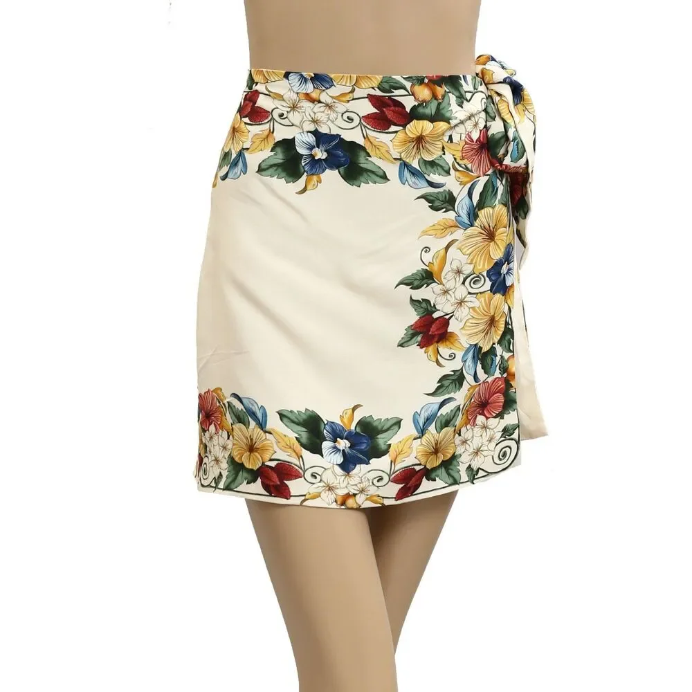 Farm Rio Anthropologie Praia Tropical Scarf Wrap Skirt Floral Print M NEW 281620